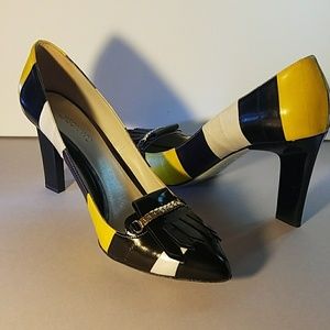 Jason Wu Striped Multi-colored Eel-skin Pumps